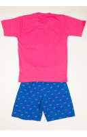 Pink And Blue Cotton Kids Dress (KR1229)